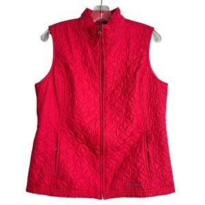 Eddie Bauer Quilted Vest Womens M Red Outdoors Preppy Gorpcore Classic‎